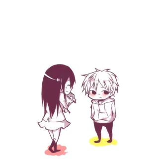 😳 anime, chibi, cute, cartoon, couple, love, kawaii, manga whatsapp sticker