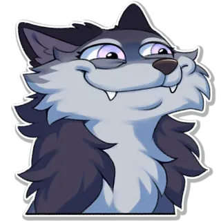 😀 สัตว์, หมาป่า, การ์ตูน, ยิ้มเยาะ, สัตว์เลี้ยงลูกด้วยนม telegram sticker