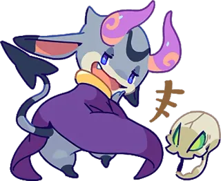 😏 犬 cartoon, anime, dog, skull, horns telegram sticker