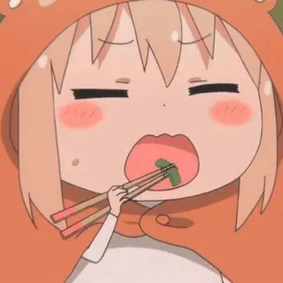 🎐 Umaru Doma Himouto! Umaru-chan umaru, anime, manga, dễ thương, kawaii, đồ ăn, đũa, ăn uống telegram sticker