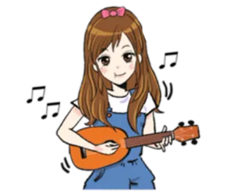 🎸 cartoon, girl, music, guitar, playing, cute telegram sticker