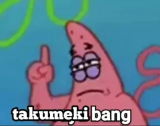 🤔 Patrick Star Spongebob Squarepants takumeki bang patrick, star, spongebob, offensive gesture, cartoon whatsapp sticker