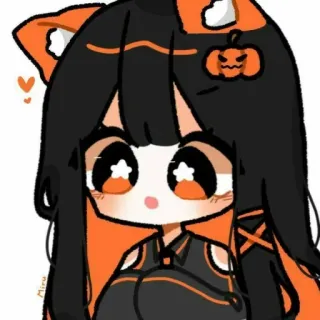 🥺 miru anime, girl, halloween, pumpkin, cute, kawaii, chibi telegram sticker