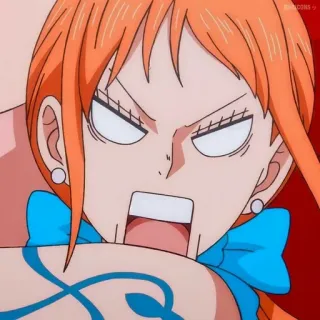 🍊 Nami One Piece animé, Nami, One Piece, en colère, drôle, dessin animé, manga, expression whatsapp sticker