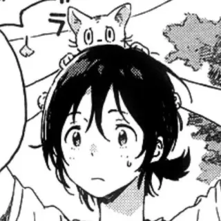 😥 anime, cat, manga, cartoon, illustration, sticker telegram sticker