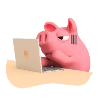 💻 cochon, ordinateur, portable, fatigué, ennuyé, épuisé telegram sticker