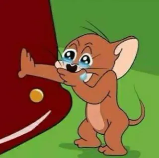 🐭 Jerry Mouse Tom and Jerry topo, cartone animato, piangere, triste, animazione telegram sticker
