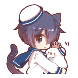 🍓 吖 Chibi, Catboy, Marinheiro, Pinguim, Anime, Fofo telegram sticker