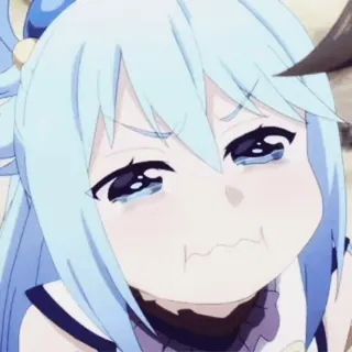🐾 Aqua Konosuba anime, llorando, triste, Aqua, Konosuba telegram sticker