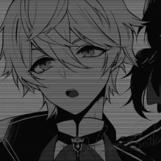 🎧 Anime, Manga, Ragazzo, Ritratto, Monocromo, Biondo telegram sticker