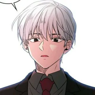 🍚 Gaya anime, Pria, Rambut putih, Setelan jas, Dasi, Gambar telegram sticker