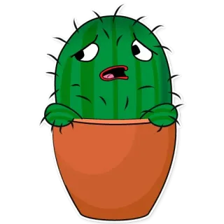 🤔 선인장, 식물, 슬픈, 화난, 화분, 만화 telegram sticker