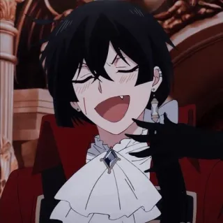 🥰 anime, vampire, cartoon, happy, fangs, smiling telegram sticker