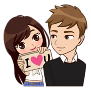 ❤ I <3 U amor, coração, casal, desenho animado, relacionamento telegram sticker