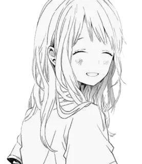 😁 Anime, Meisje, Manga, Lachend, Zwart-wit, Schattig whatsapp sticker