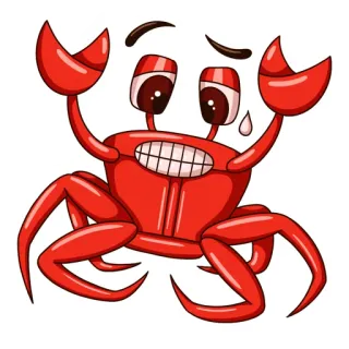 😰 螃蟹, 卡通, 海洋生物, 表情符号, 动物, 红色 telegram sticker
