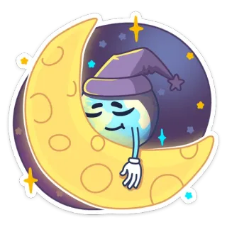 😴 พระจันทร์, การนอนหลับ, นอนหลับ, กลางคืน, ดาว, การ์ตูน, พระจันทร์เสี้ยว, ฝัน telegram sticker