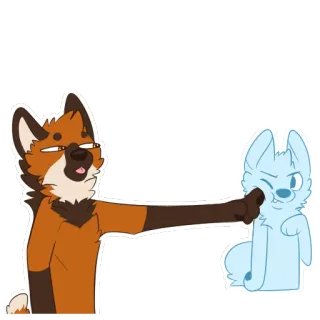 👉 animale, cartone animato, volpe, cane, indicare telegram sticker