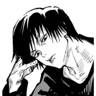 🙂 Toji Fushiguro Jujutsu Kaisen アニメ, マンガ, 伏黒甚爾, 呪術廻戦, キャラクター, 白黒, ファンアート telegram sticker