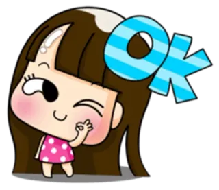 👌 OK girl, ok, cartoon, approve, cute, gesture whatsapp sticker