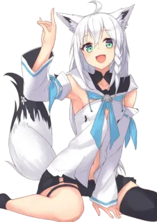 😃 Shirakami Fubuki anime, vtuber, fox girl, virtual youtuber, waifu whatsapp sticker