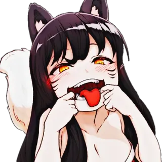🐙 Anime, Catgirl, Kawaii, Lucu, Fantasi, Wanita, Telinga telegram sticker