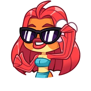 🐟 Cartone animato, Donna, Occhiali da sole, Personaggio, Illustrazione, Divertente telegram sticker