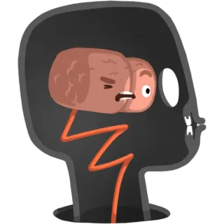 😳 brain, head, anatomy, cartoon telegram sticker