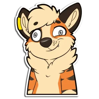 🙃 fictional fox-like animal furry, animal, cartoon, expression, silly, fox, stare telegram sticker
