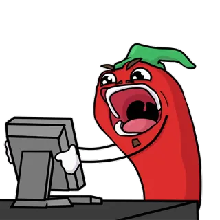 😡 후추, 컴퓨터, 화난, 만화, 밈 telegram sticker