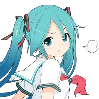😤 Hatsune Miku anime, girl, vocaloid, hatsune miku, manga, cute, expression telegram sticker