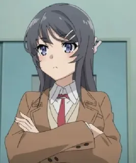😒 Mai Sakurajima Rascal Does Not Dream of Bunny Girl Senpai Anime, Ragazza, Uniforme scolastica, Personaggio, Bunny Girl Senpai, Mai Sakurajima telegram sticker