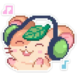 🎧 햄스터, 음악, 헤드폰, 귀여운, 동물, 픽셀 아트 telegram sticker
