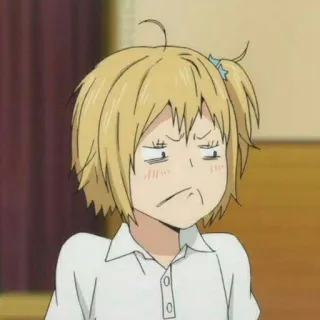 ☹ Anime, Garota, Expressão, Irritada, Personagem, Loira, Retrato telegram sticker