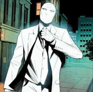 🎧 Moon Knight มาร์เวล, คอมมิค, ซูเปอร์ฮีโร่, ชุดสีขาว, หน้ากาก telegram sticker