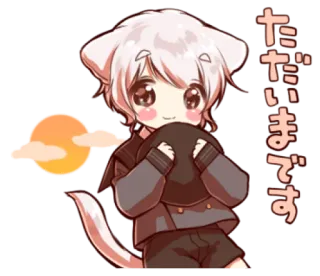 🍭 ただいまです anime, kawaii, manga, cat, greeting, anime style, cat ear, cute whatsapp sticker