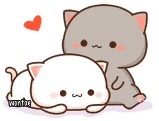 🍥 wontae Katze, süß, kawaii, Kätzchen, Liebe, Herz telegram sticker