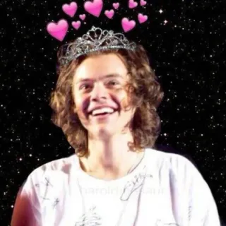 💓 Harry Styles pop star, singer, tiara, hearts, celebrity, music, person telegram sticker