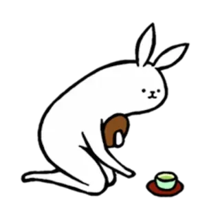 🍵 lapin, thé, excuse, kawaii, mignon, révérence, culture japonaise whatsapp sticker