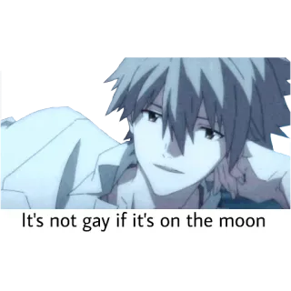 🤭 Kaworu Nagisa Neon Genesis Evangelion It's not gay if it's on the moon anime, kaworu nagisa, evangelion, moon, lgbtq, cartoon telegram sticker