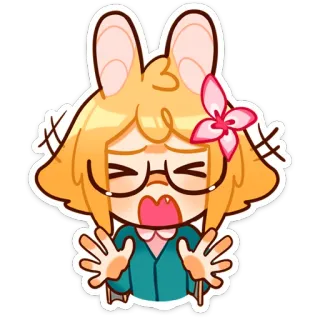 😠 アニメ, 漫画, 表情, 嫌悪感, 驚き, うさ耳 whatsapp sticker