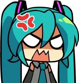 🤬 Hatsune Miku Hatsune Miku, Anime, Vocaloid, Karakter, Marah, Seni digital telegram sticker
