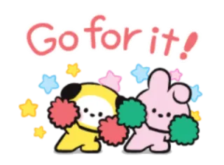 👯 Go for it! поддержка, подбадривание, милый, оптимистичный, удачи, позитивный, мультик, звезды telegram sticker