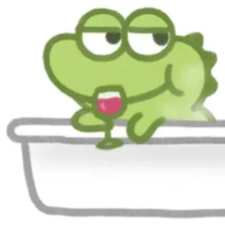 🙂 frog, bathtub, wine, relaxing, cartoon, cute telegram sticker