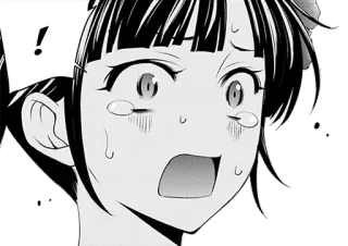 🥲 anime, manga, shocked, surprise, scared, female, expression, black and white telegram sticker