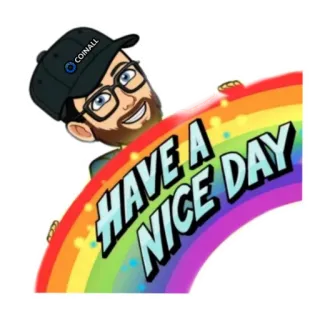 😀 HAVE A NICE DAY que tengas un buen día, arcoíris, saludo, positivo, amigable whatsapp sticker