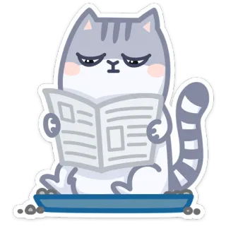 🚽 gato, jornal, leitura, desenho animado, adesivo, animal whatsapp sticker