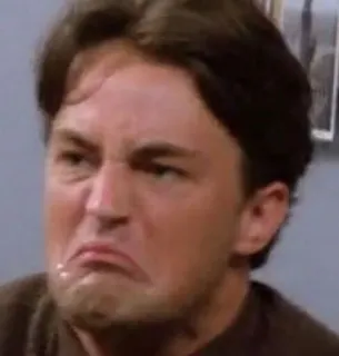 ☹ Chandler Bing Friends Chandler, Matthew Perry, Friends, funny face, meme telegram sticker
