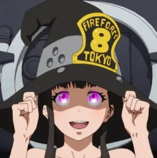 💜 Maka Albarn Fire Force FIRE FORCE 8 TOKYO anime, fire force, hat, firefighter, maka albarn telegram sticker