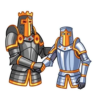 🤝 knights, armor, handshake, medieval, cartoon, agreement, royalty telegram sticker